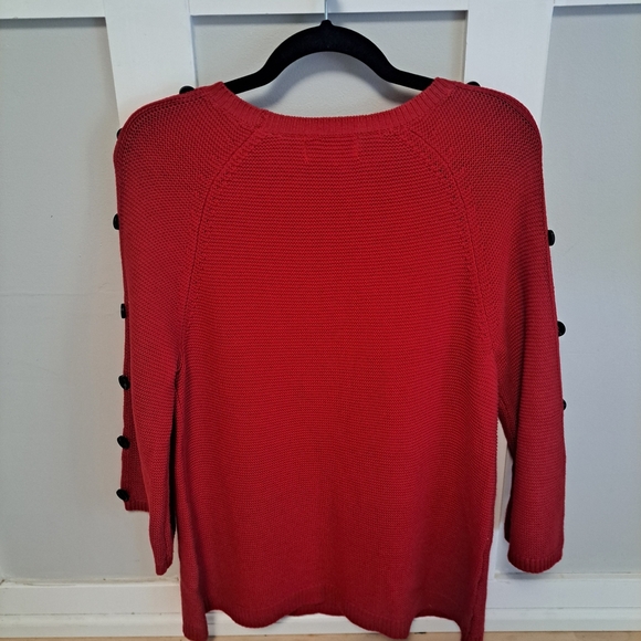Liz Claiborne Red Button-Sleeve Tunic Sweater – Size Small - Picture 5 of 5